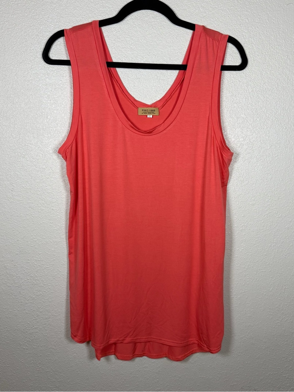 Piko 1988 XL Coral Bamboo Scoop Neck Tank Top Casual Relaxed Flowy Oversized